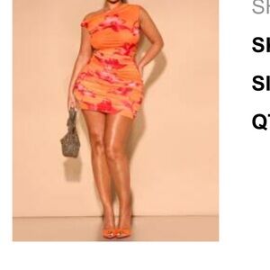 Floral Orange Bodycon Dress